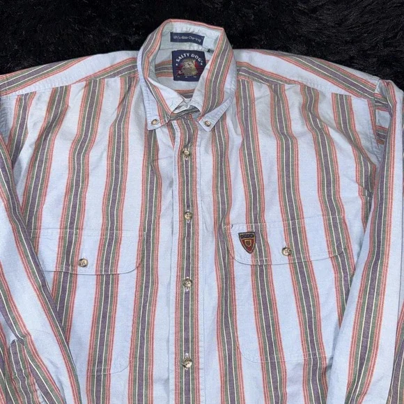 Vintage Gant Salty Dog Shirt Mens Large Blue Striped Chambray Button Down 90s - Picture 2 of 7